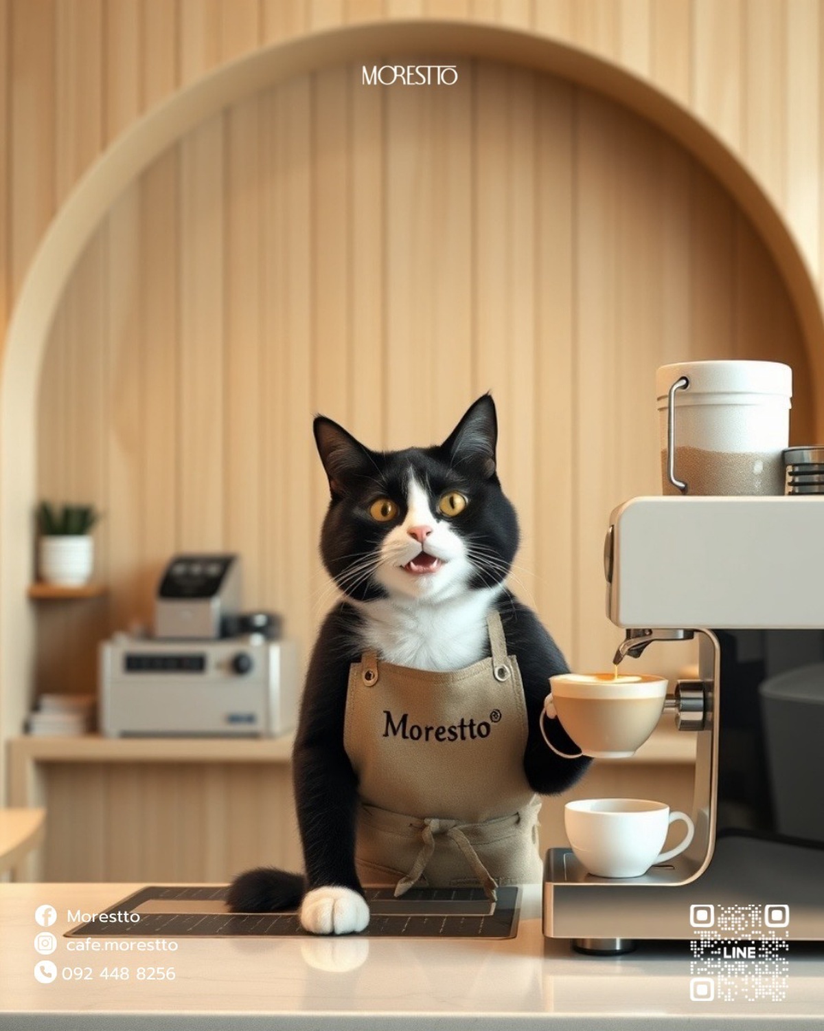 ☕🐾 แวะมาชาร์จพลังกับบาริสต้าขนฟูที่ Morestto กันไหม?